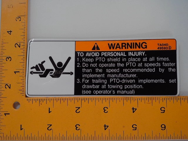 TA040-49593 Label Pto Wr for KUBOTA