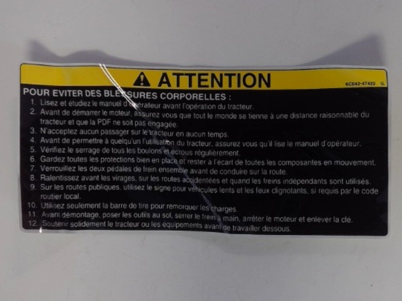 6C042-47422 Label for KUBOTA