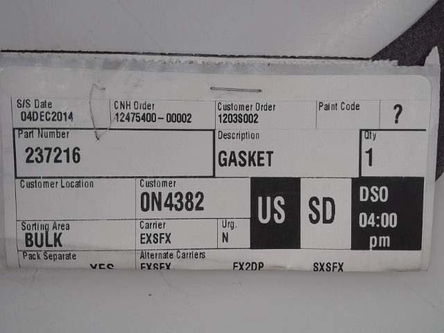 237216 Gasket for CASE NEW HOLLAND