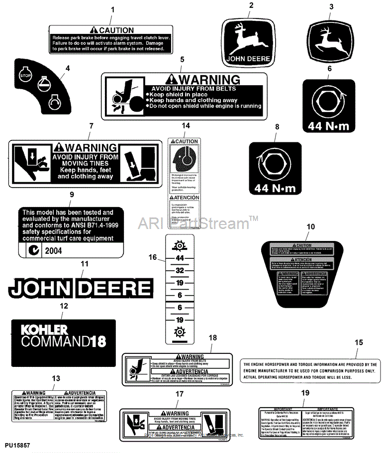 MT3082 Lable for JOHN DEERE