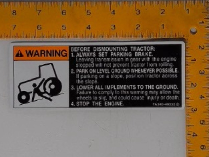 TA240-49330 Decal for KUBOTA