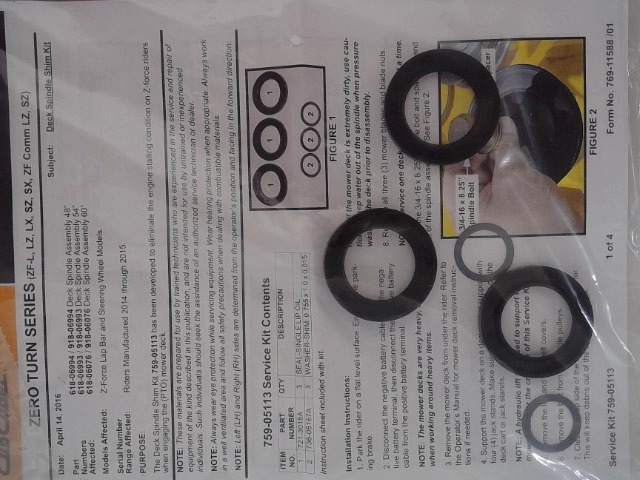 759-05113 Shim Kit for CUB CADET