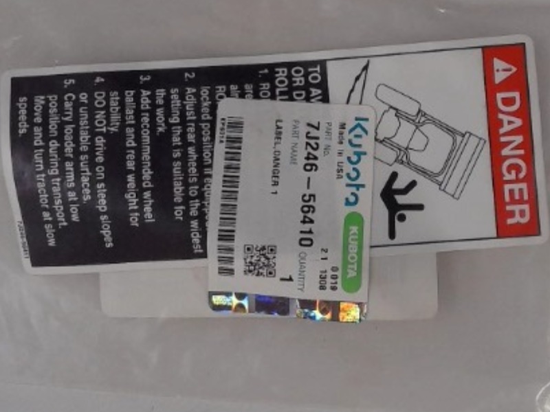 7J246-56410 Label for KUBOTA
