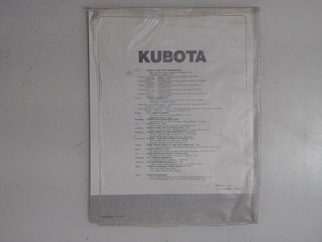 66301-62916 Manual for KUBOTA