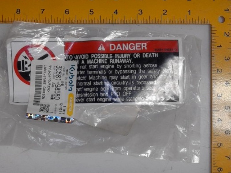 3C581-98580 Caution Label for KUBOTA