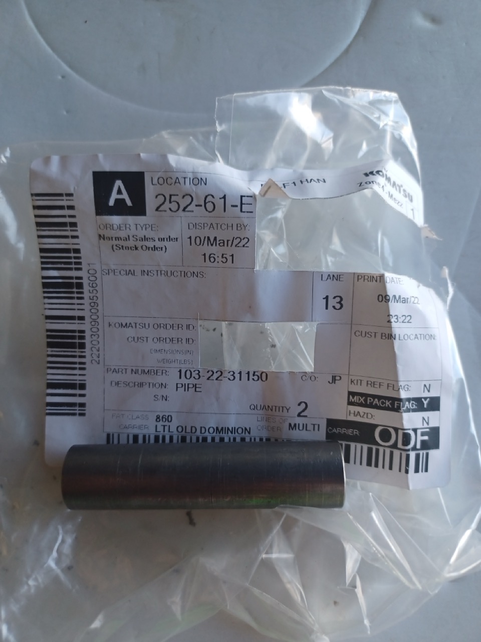 103-22-31150 Pipe for KOMATSU