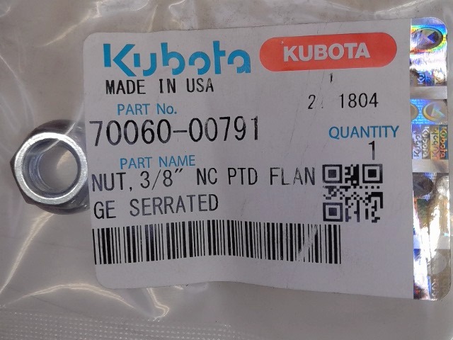 70060-00791 Nut for KUBOTA