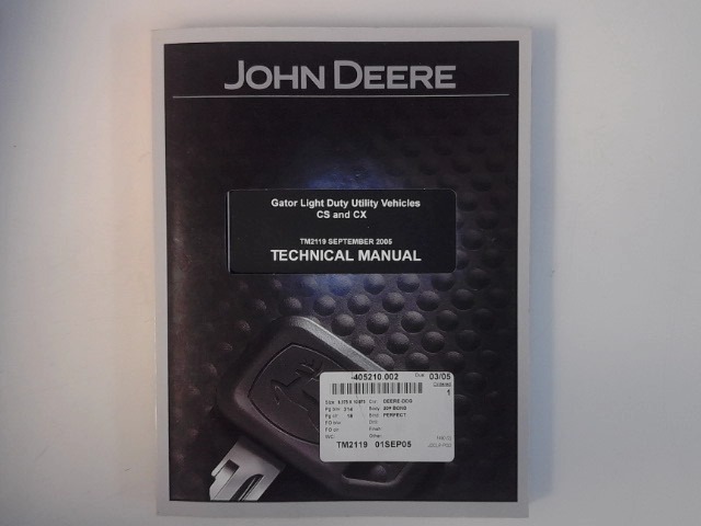TM2119 Tech Manual for JOHN DEERE