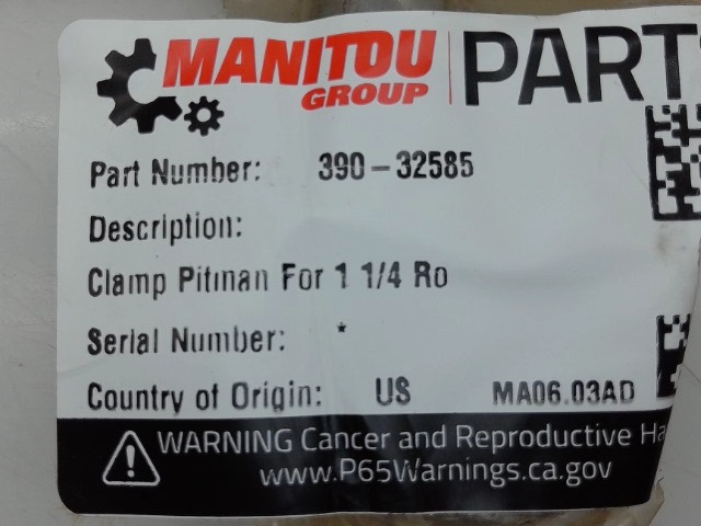 390-32585 Clamp for GEHL MANITOU
