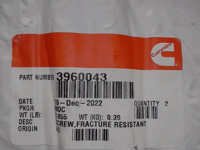 3960043 CUMMINS Srew,hex