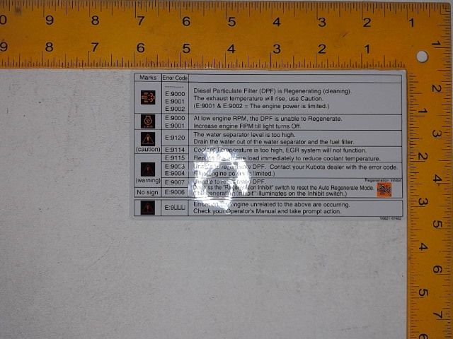 V0621-57462 Lable for KUBOTA