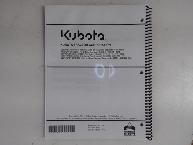 TD060-19712 Manual for KUBOTA