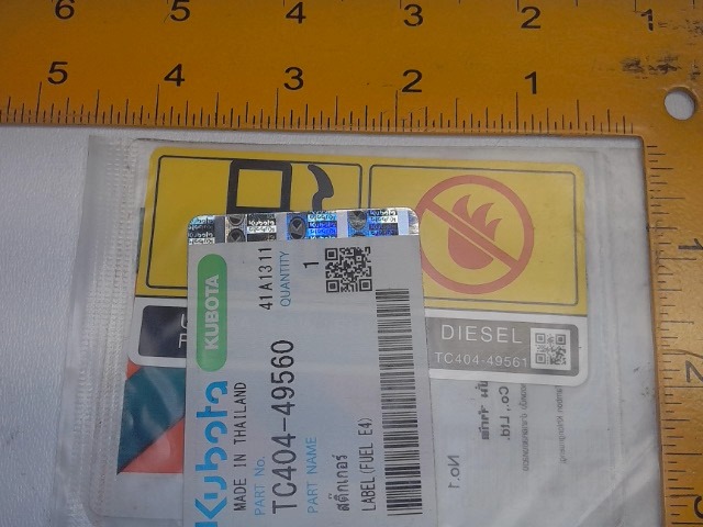 TC404-49560 Feul Label for KUBOTA
