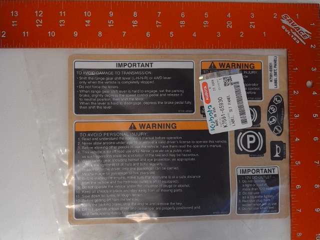 K7591-65930 Label for KUBOTA