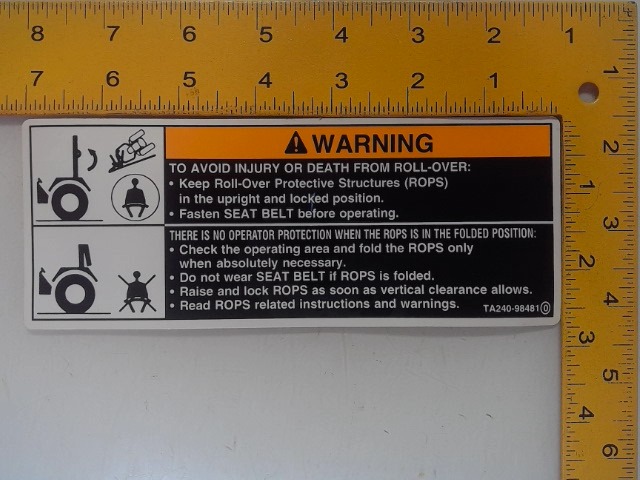 TA240-98480 Decal for KUBOTA