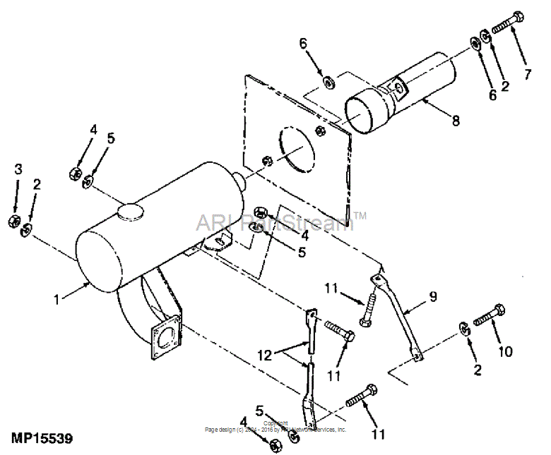 MG9844590 Muffler for JOHN DEERE