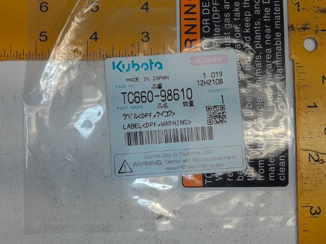TC660-98610 Label for KUBOTA