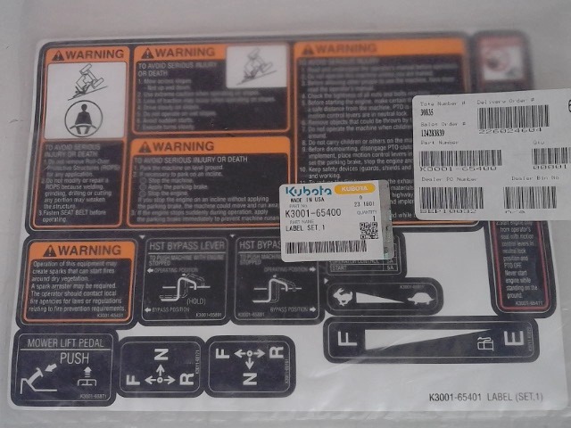 K3001-65400 Label for KUBOTA