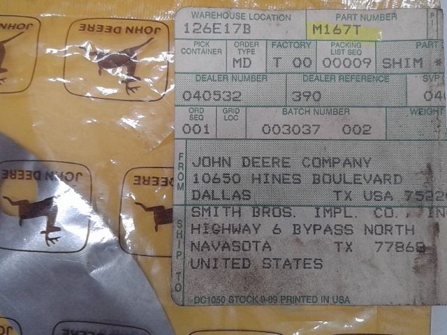M167T Shim for JOHN DEERE