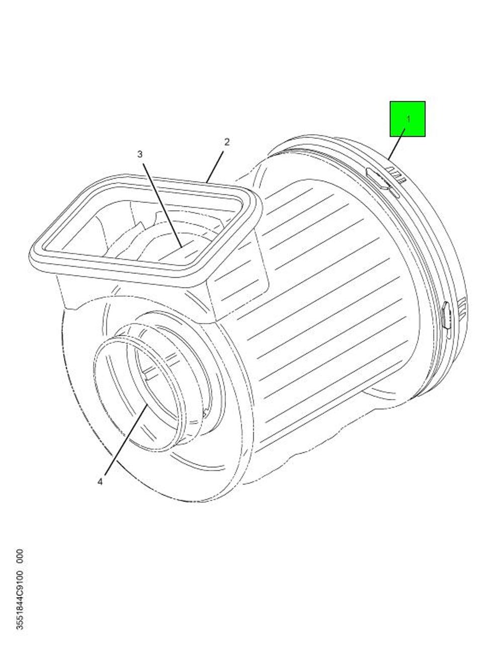 3551812C1 Cover, Air Cleaner W/15" Can With Dust Ejector for NAVISTAR