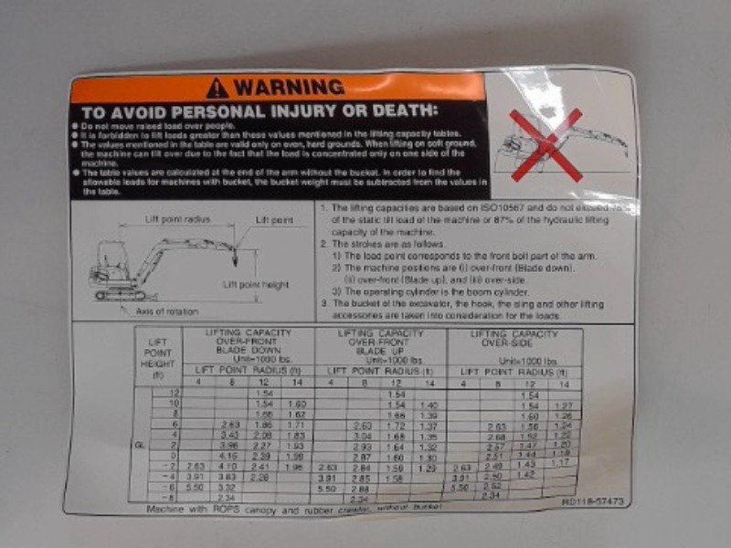 RD118-57473 Label for KUBOTA