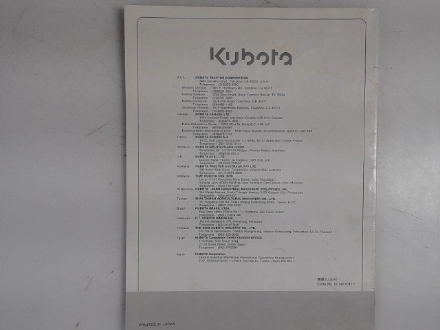 6C140-63113 Manual for KUBOTA