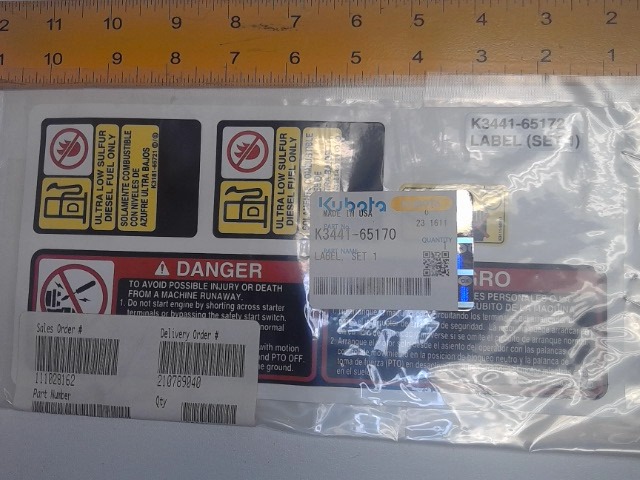 K3441-65170 Label Set for KUBOTA