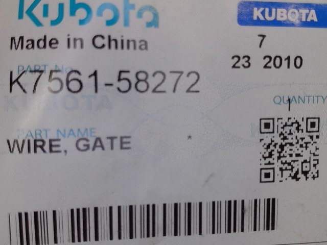 K7561-58272 Wire, Gate for KUBOTA