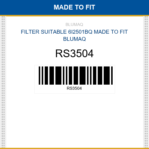RS3504 Filter suitable 6i2501bq Made to fit for VARIOS