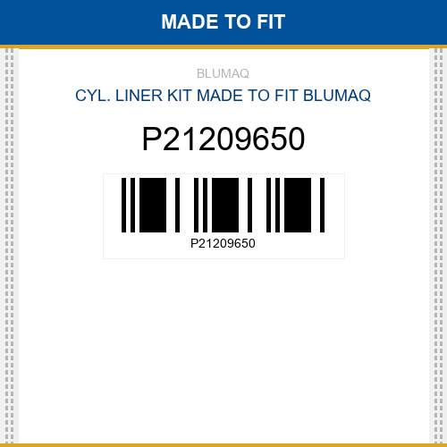 P21209650 Cyl. liner kit Made to fit for VOLVO