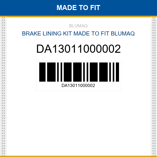 DA13011000002 Brake lining kit Made to fit for Daewoo - Doosan