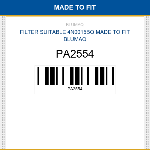PA2554 Filter suitable 4n0015bq Made to fit for VARIOS
