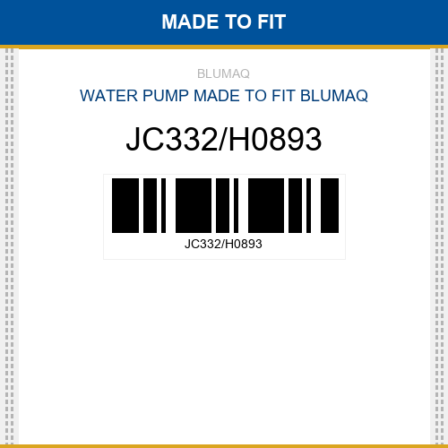 JC332/H0893 Water pump Made to fit for JCB