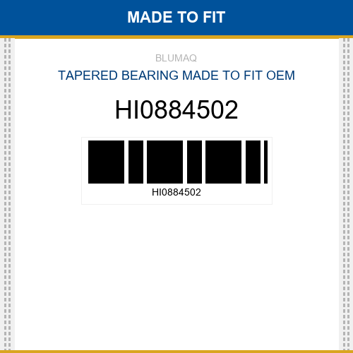 HI0884502 Tapered bearing Made to fit for HITACHI