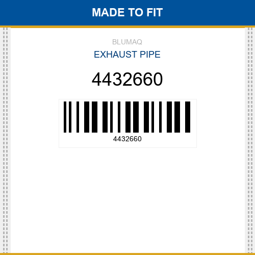 4432660 Exhaust pipe Made to fit