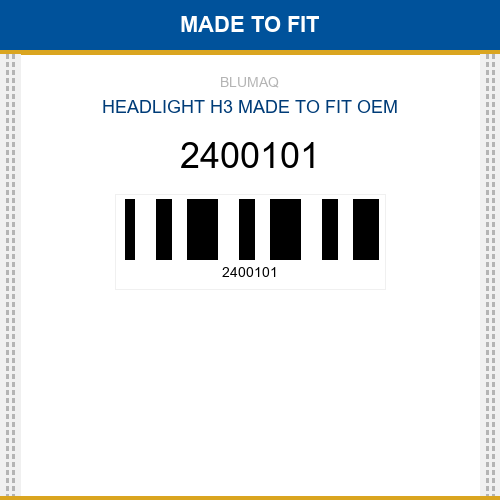 2400101 Headlight h3 Made to fit