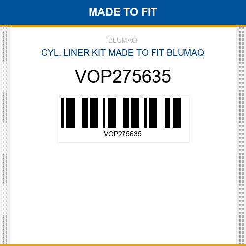 VOP275635 Cyl. liner kit Made to fit for VOLVO