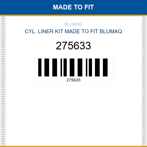 275633 Cyl. liner kit Made to fit for VOLVO