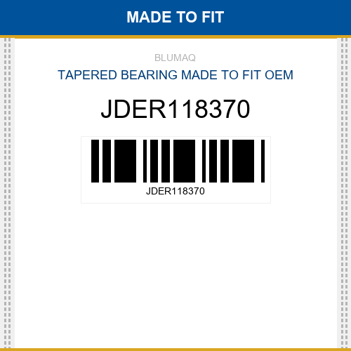 JDER118370 Tapered bearing Made to fit for JOHN DEERE