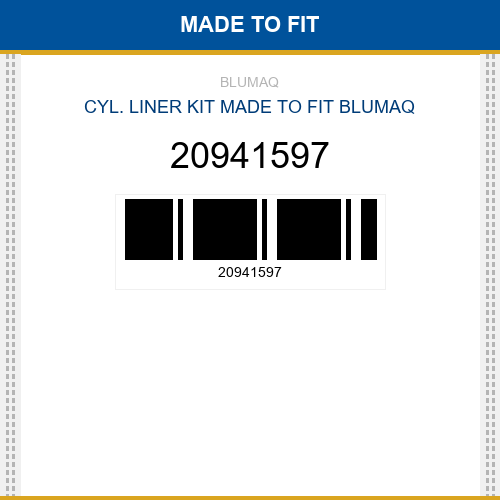 20941597 Cyl. liner kit Made to fit for VOLVO