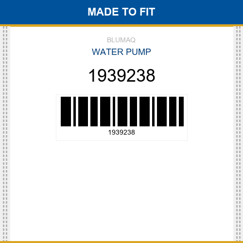 1939238 Water pump Made to fit