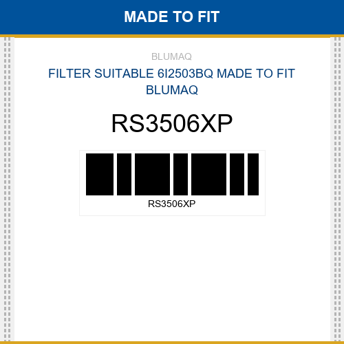 RS3506XP Filter suitable 6i2503bq Made to fit for VARIOS