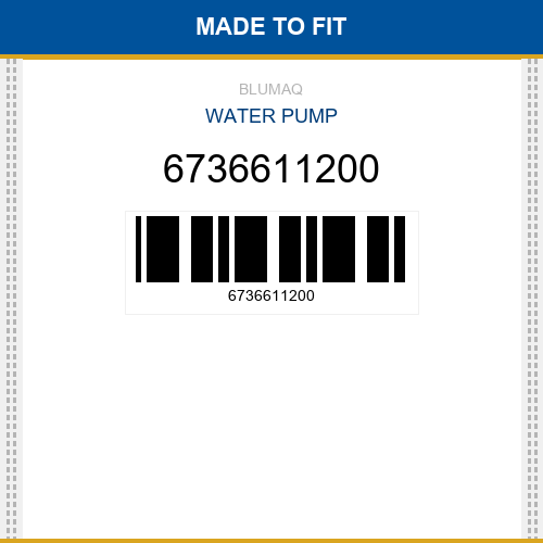 6736611200 Water pump Made to fit for KOMATSU
