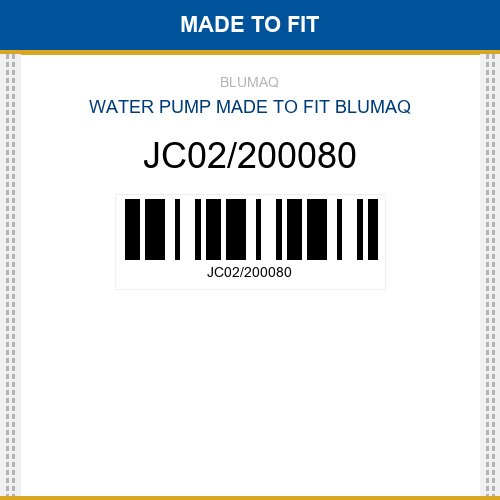 JC02/200080 Water pump Made to fit for JCB