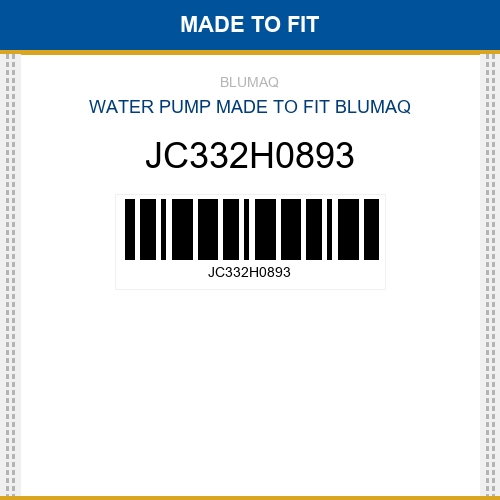 JC332H0893 Water pump Made to fit for JCB