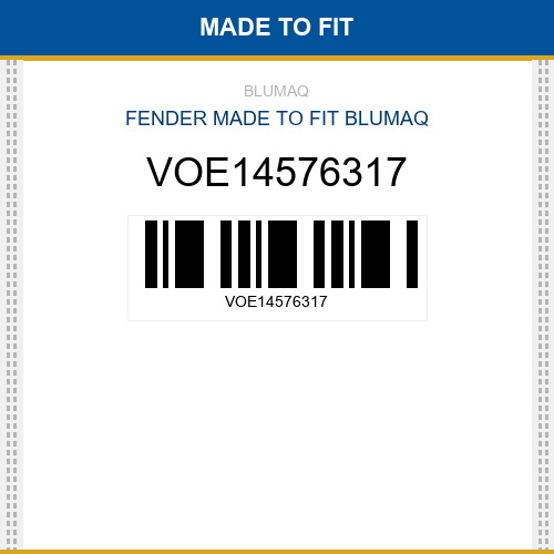 VOE14576317 Fender Made to fit for VOLVO