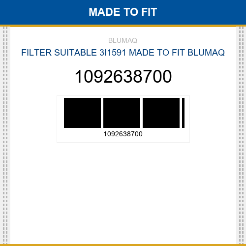 1092638700 Filter suitable 3i1591 Made to fit