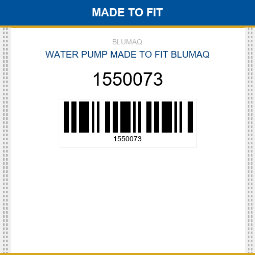 1550073 Water pump Made to fit
