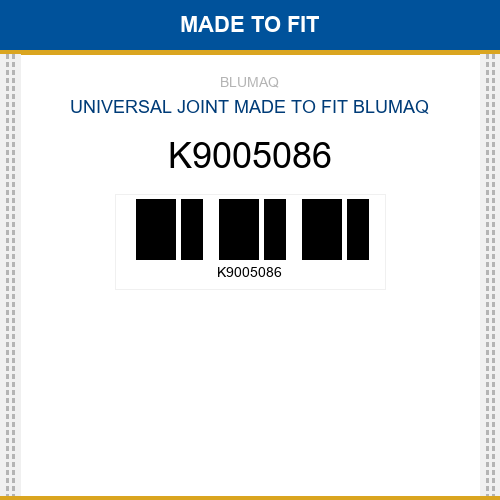K9005086 Universal joint Made to fit for Daewoo - Doosan