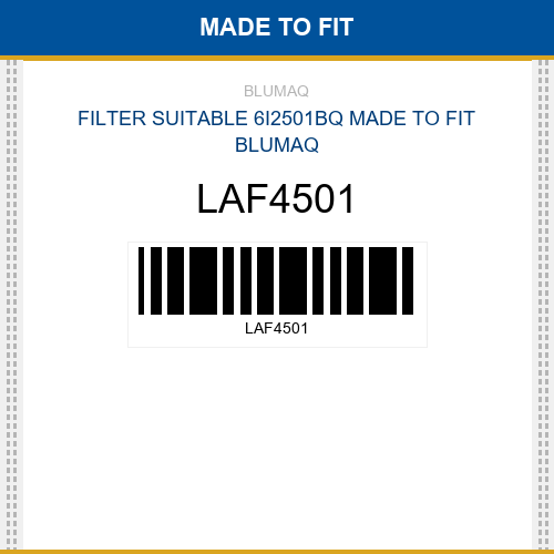 LAF4501 Filter suitable 6i2501bq Made to fit for VARIOS